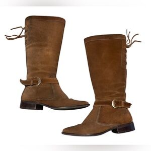 Matisse Knee High Boot Womens 6.5 Brown Suede Harness Boho Zip Up Casual Western